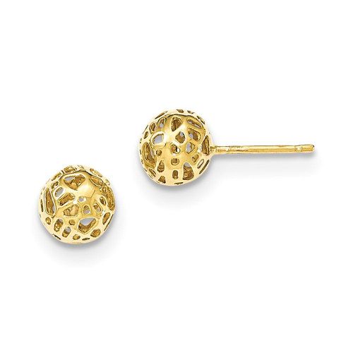 K Yellow Gold Medium Fancy Ball Post Earrings - Jewelry - Modalova