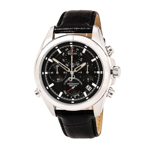 B259 Men's Precisionist Black Dial Black Leather Strap Chronograph Watch - Bulova - Modalova