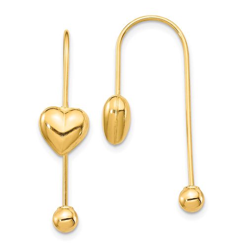 K Puffed Heart w/Screw End Threader Earrings - Jewelry - Modalova