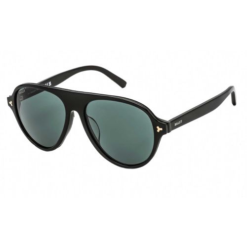 Men's Sunglasses - Shiny Black Aviator Full Rim Frame Green Lens / BY0021-H 01N - Bally - Modalova