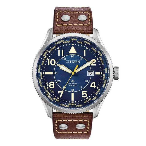 Men's Strap Watch - Promaster Nighthawk Blue Dial Brown Leather / BX1010-11L - Citizen - Modalova