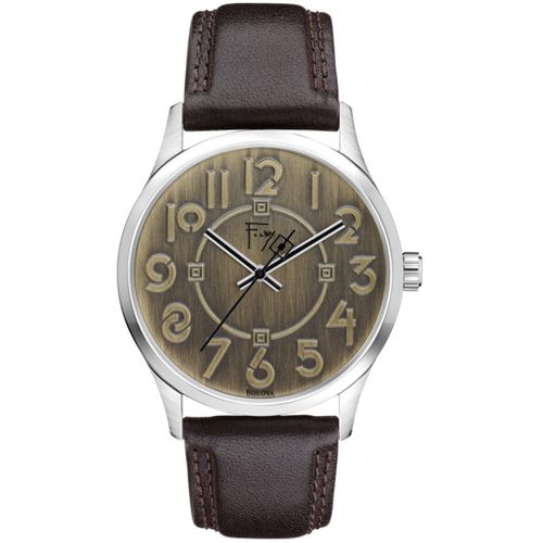 A148 Men's Frank Lloyd Wright Exhibition Gold Tone Dial Brown Leather Strap Watch - Bulova - Modalova