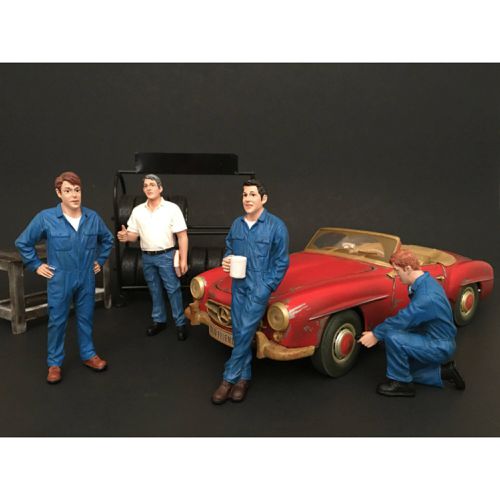 Figurine Set - Mechanics Polyresin For 1/18 Scale Models, 4 Piece - American Diorama - Modalova