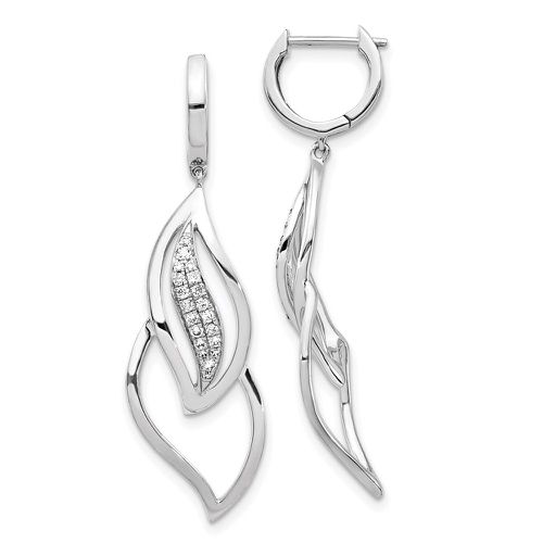 K White Gold Diamond Hinged Hoop Leaf Design Dangle Earrings - Jewelry - Modalova