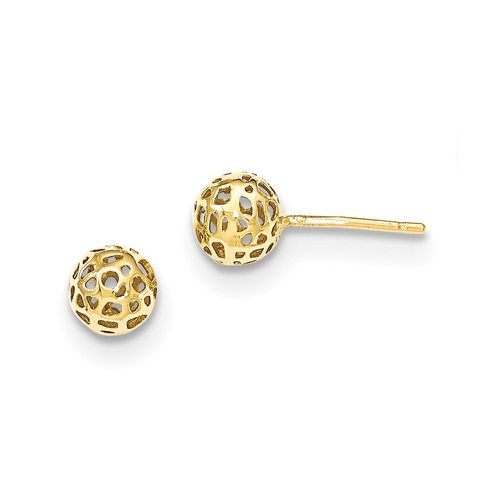 K Yellow Gold Fancy Ball Post Earrings - Jewelry - Modalova