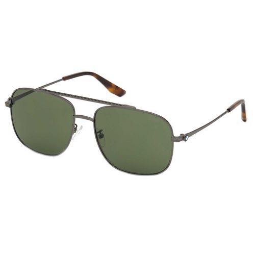 Men's Sunglasses - Shiny Gunmetal Aviator Frame Green Polarized Lens / BW0005 08N - BMW - Modalova