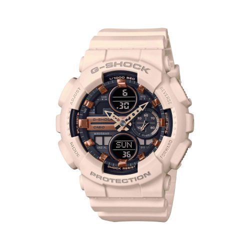 Women's Watch - G-Shock Ana-Digi Black Dial Pink Resin Strap / GMAS140M-4A - Casio - Modalova