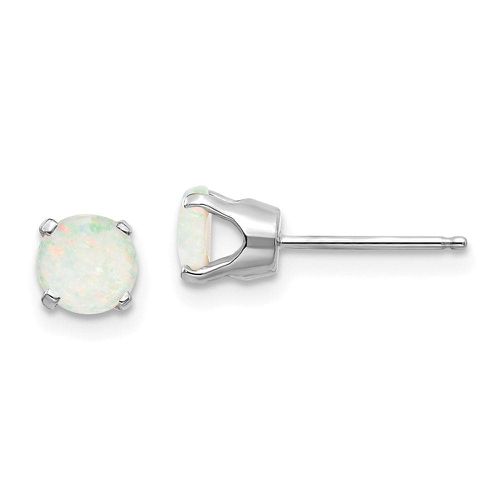 K White Gold 5mm Opal Stud Earrings - Jewelry - Modalova