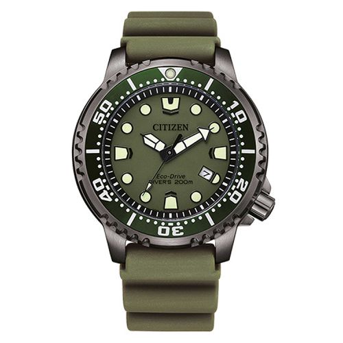 Men's Watch - Promaster Eco-Drive Olive Green Dial Rubber Strap / BN0157-11X - Citizen - Modalova
