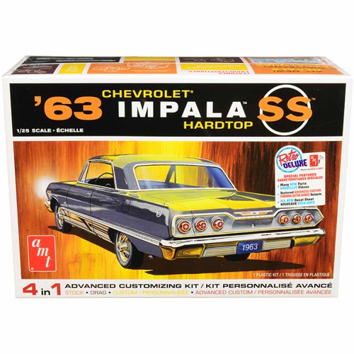 Scale Model Kit - Skill 2 1963 Chevrolet Impala SS Hardtop 4 in 1 Plastic - AMT - Modalova