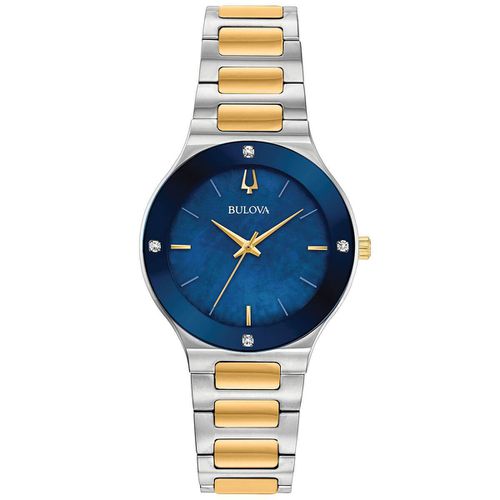 Women's Bracelet Watch - Futuro Blue Dial Two Tone Steel Diamond / 98R273 - Bulova - Modalova
