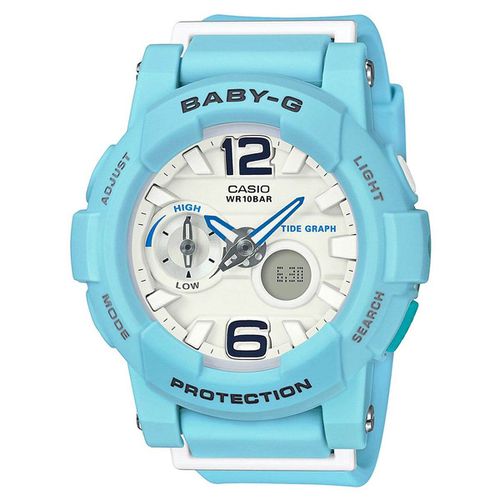 Women's World Time Watch - Baby-G Alarm White Ana-Digital Dial / BGA180BE-2B - Casio - Modalova