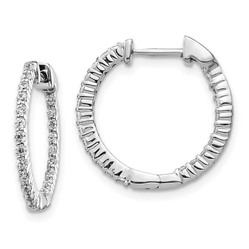 K White Gold Polished Diamond In and Out Hinged Hoop Earrings - Jewelry - Modalova