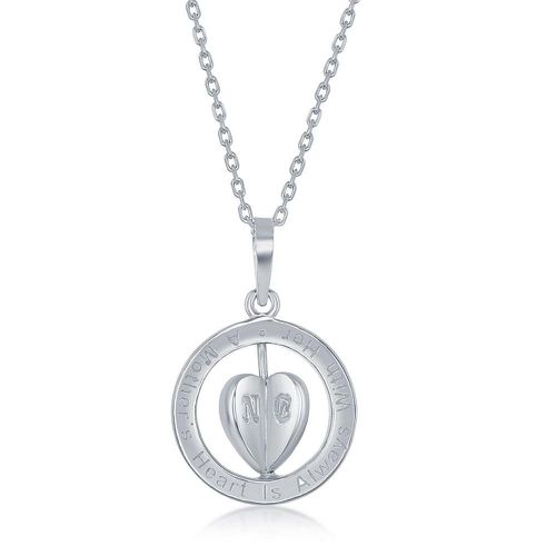 A Mothers Heart is Always with Her Children Spinning 3-D Heart; Sterling Silver Necklace - Classic - Modalova