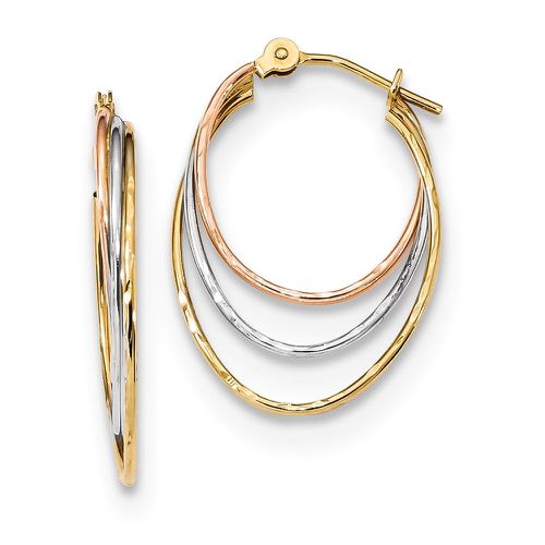 K Tri-Color D/C Graduated 3 Ring Hoops - Jewelry - Modalova