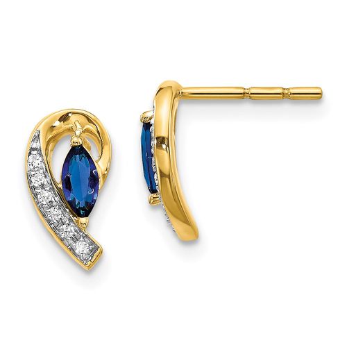 K Yellow Gold Diamond & Sapphire Earrings - Jewelry - Modalova