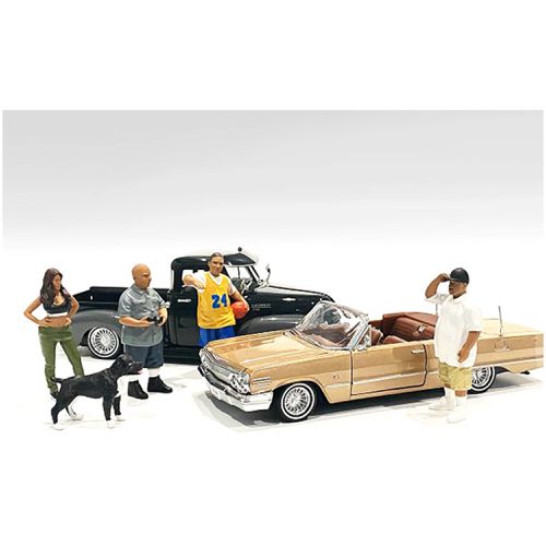 Figurine Set - Lowriderz and a Dog 5 Piece for 1/18 Scale Models - American Diorama - Modalova