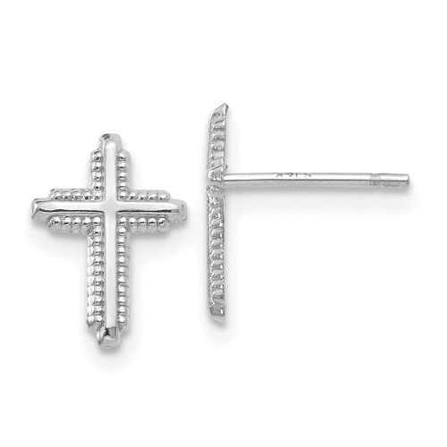 K White Gold Polished Cross Post Earrings - Jewelry - Modalova