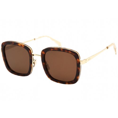 Women's Sunglasses - Full Rim Havana Plastic and Metal Frame / CL40202U 52E - Celine - Modalova