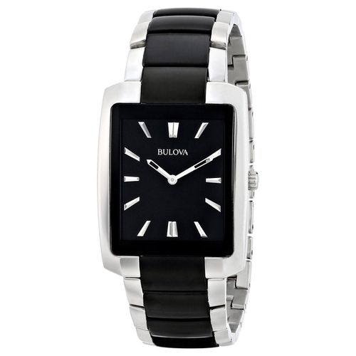 A117 Men's Dress Black Dial Two Tone Black IP Steel Bracelet Watch - Bulova - Modalova
