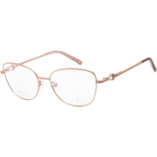 Women's Eyeglasses - Shiny Pink Gold/Burgundy Cat Eye Frame / PC71034 C03 - Charriol - Modalova