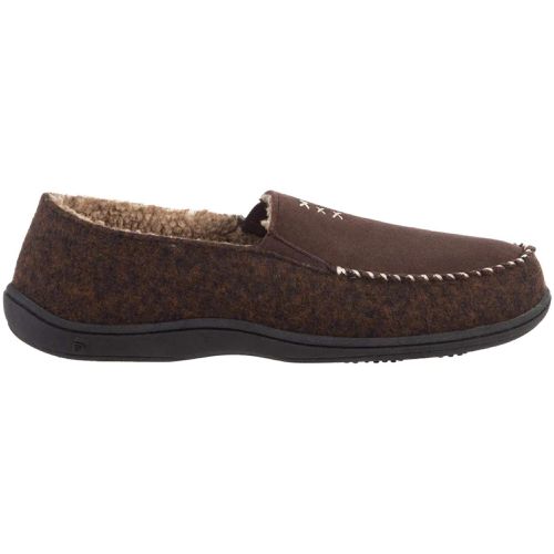 Men's Crafted Moc Slippers - Suede and Faux Wool, Walnut, Large / A19016WALML - Acorn - Modalova
