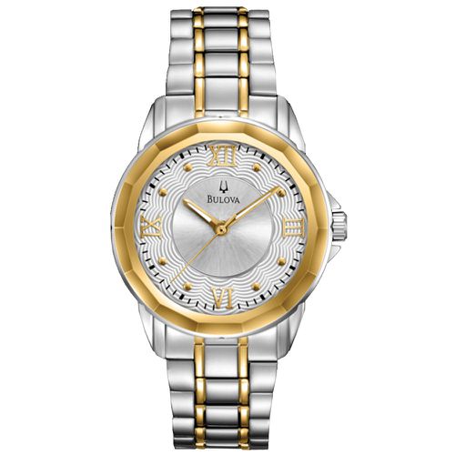 L166 Women's Dress Silver Dial Two Tone Gold Plated Steel Bracelet Watch - Bulova - Modalova
