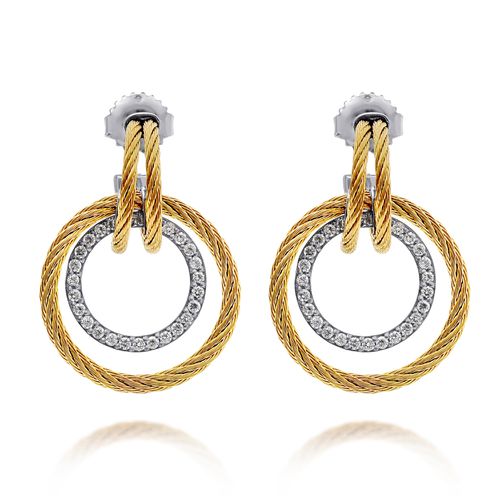 Stainless Steel and 18K White Gold, Diamond 0.49ct. tw. Cable Drop Earrings 03-37-S682-11 - Alor - Modalova