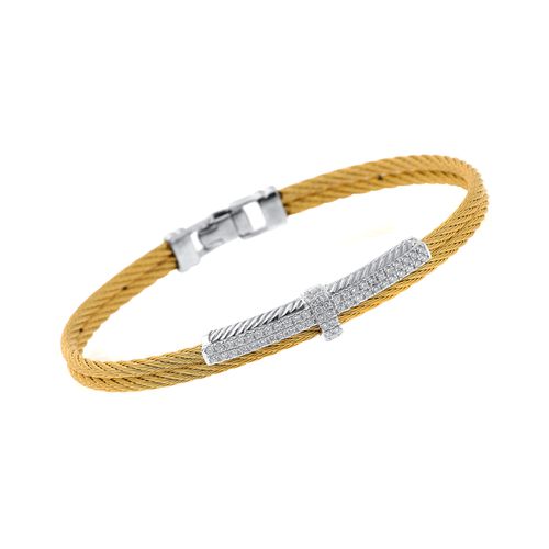 Stainless Steel and 18K White Gold, Diamond 0.51ct. tw. Cable Bracelet 04-37-1207-11 - Alor - Modalova