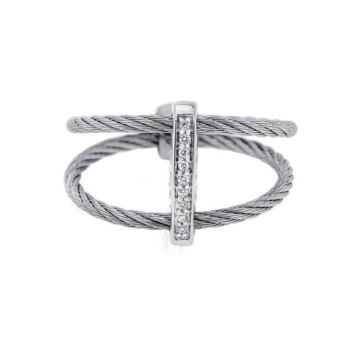 Stainless Steel and 18K White Gold, Diamond Band Ring Sz. 7 02-32-S720-11 - Alor - Modalova