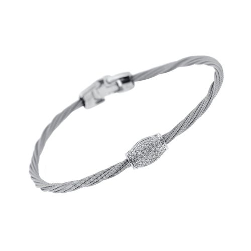Stainless Steel and 18K White Gold, Diamond Cable Bracelet 04-32-S249-11 - Alor - Modalova
