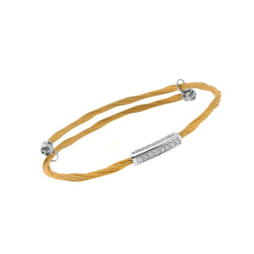 Stainless Steel and 18K White Gold, Diamond Cable Bracelet 04-37-S060-11 - Alor - Modalova