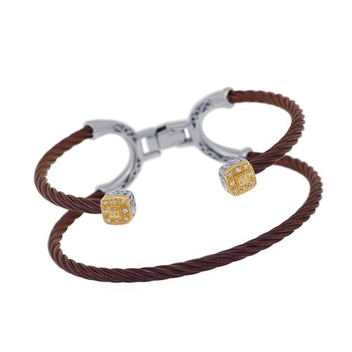 Stainless Steel and 18K Yellow Gold, Diamond Cuff Bracelet 04-20-1224-11 - Alor - Modalova