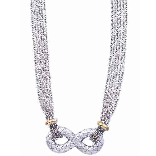Italy Women's Necklace - Oxidized White Diamonds Infinity Double Loop / VHN 1147 D - Alisa - Modalova