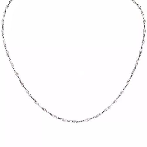 Italy Women's Necklace - Single Twisted Design Chain Silver, 16 inch / VHC 1270S-16 - Alisa - Modalova