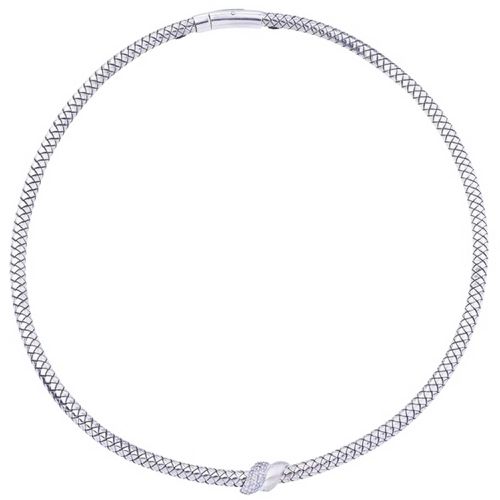 Italy Women's Necklace - Traversa Oxidized Finish White Diamonds Wing / VHN 1144 D - Alisa - Modalova