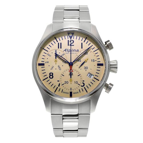 Men's Bracelet Watch - Startimer Pilot Chronograph Beige Dial / AL-371BG4S6B - Alpina - Modalova