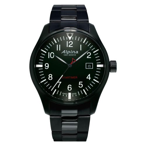 Men's Bracelet Watch - Startimer Pilot Quartz Black IP Steel / AL-240B4FBS6B - Alpina - Modalova