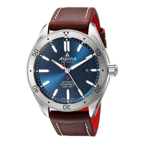 Men's Strap Watch - Alpiner 4 Automatic Brown Leather Swiss / AL-525NS5AQ6 - Alpina - Modalova