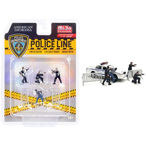 Diecast Set - Police Line 6 Piece Limited Edition for 1/64 Models - American Diorama - Modalova