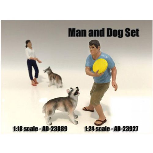 Figure Set - Man and Dog Polyresin For 1:24 Scale Models, 2 Piece - American Diorama - Modalova
