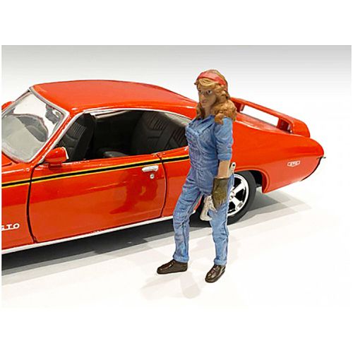 Figurine - Retro Female Mechanic III 1/24 Scale Models Poly Resin - American Diorama - Modalova