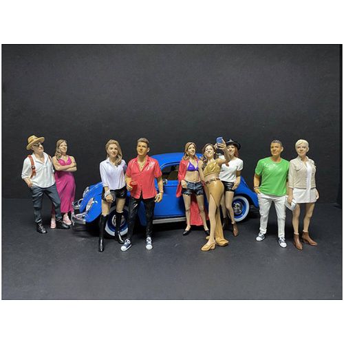 Figurine Set - Partygoers Polyresin for 1/18 Scale Models, 9 Piece - American Diorama - Modalova