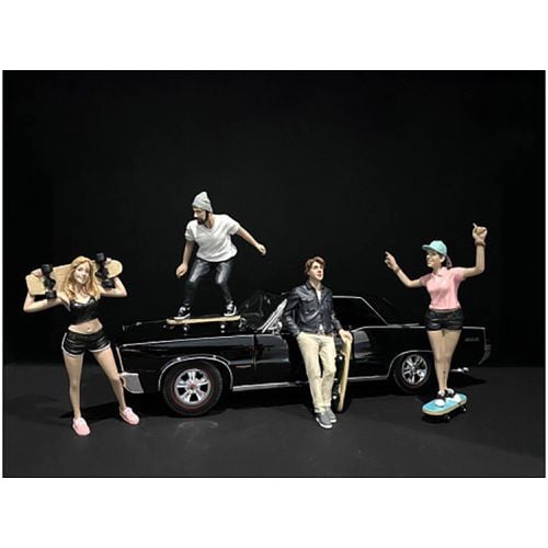 Figurines - Skateboarders 4 Pieces Set for 1/24 Scale Models - American Diorama - Modalova