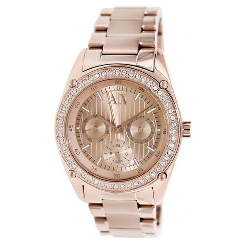 AX5042 Women's Crystal Rose Gold Dial Rose Gold Steel Bracelet Watch - Armani Exchange - Modalova
