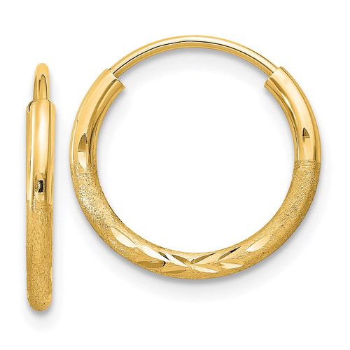 K 1.5mm Satin Diamond-cut Endless Hoop Earrings - Jewelry - Modalova