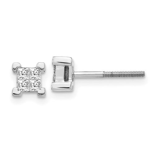 K White Gold Princess Diamond Screwback Earrings - Jewelry - Modalova