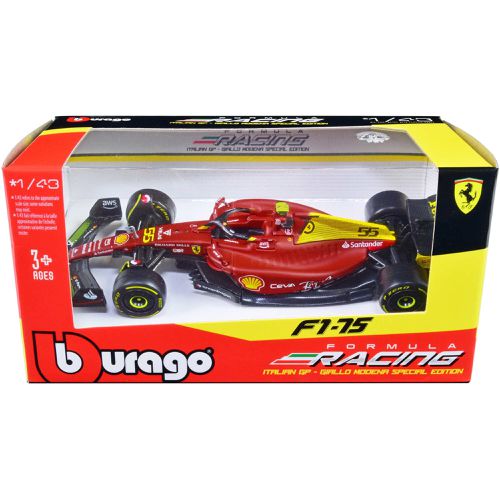 Diecast Model Car - Ferrari Formula Racing F1-75 #55 Carlos Sainz - Bburago - Modalova