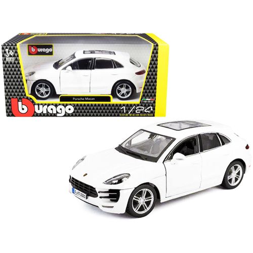 Diecast Model Car - Porsche Macan with Sunroof White Real Rubber Tire - Bburago - Modalova