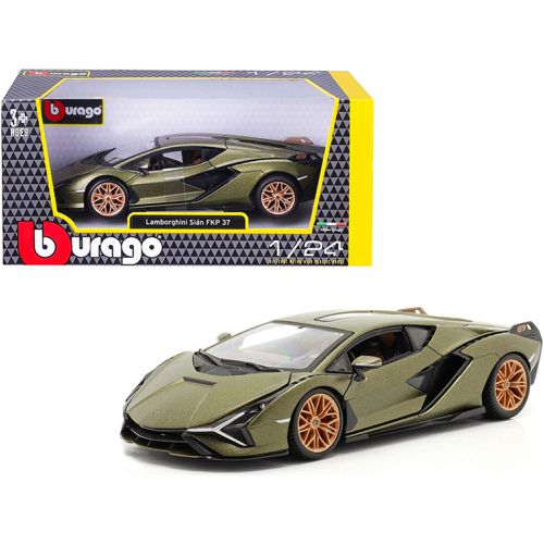 Scale Diecast Model Car - Lamborghini Sian FKP 37 Matt Green Metallic - Bburago - Modalova